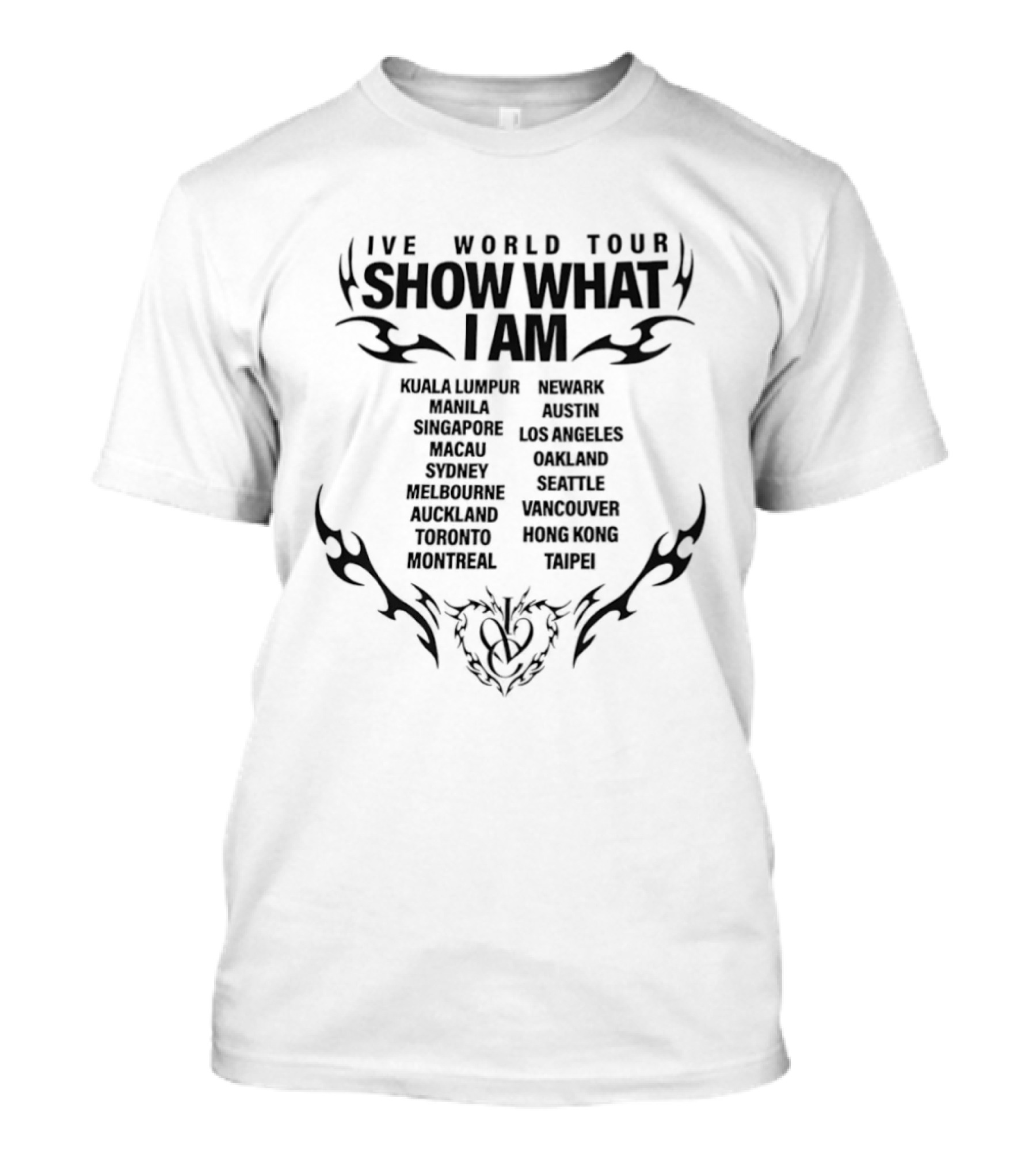 Ive World Tour Show What I Am Cities List Black Text Flame T-Shirt