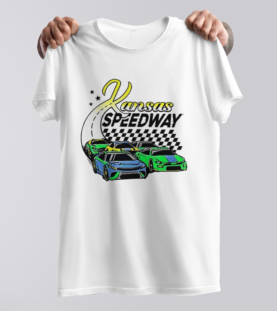 Kansas Speedway Racing Fast Cars And Checkered Flags T-Shirt