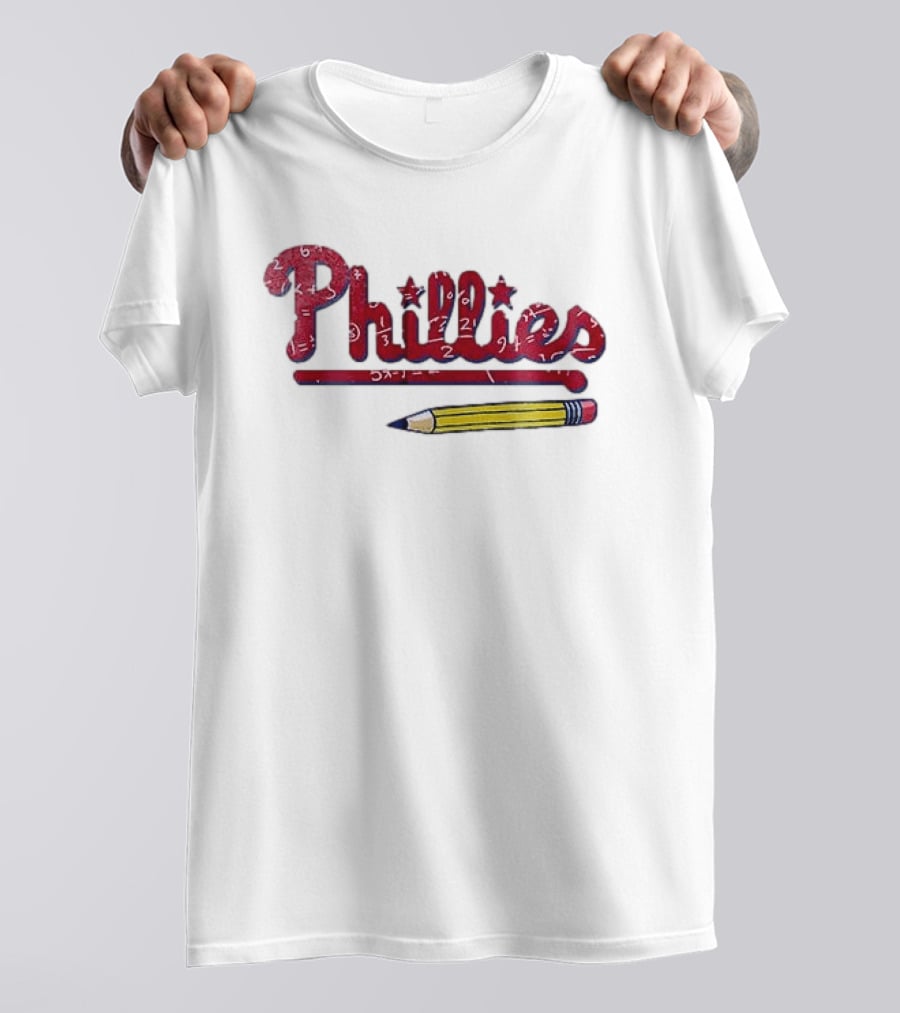 Philadelphia Phillies Teacher Appreciation Pencil And Numbers T-Shirt