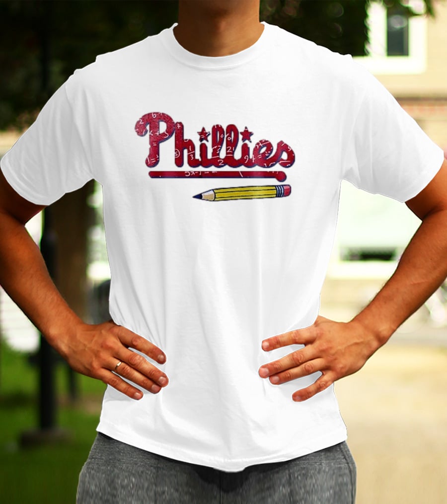 Philadelphia Phillies Teacher Appreciation Pencil And Numbers T-Shirt