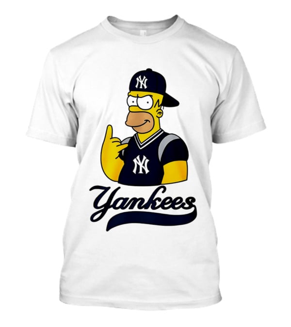 The Simpsons Homer Simpson New York Yankees Baseball Rock Hand Yankees T-Shirt