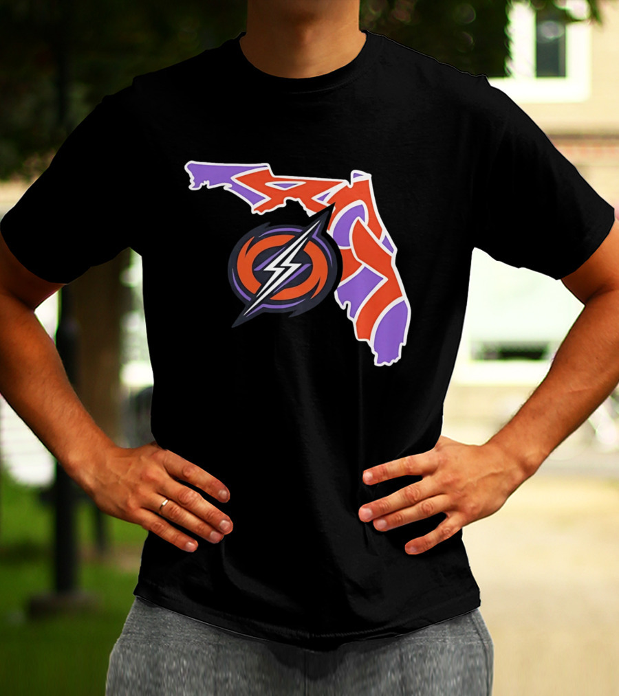 2026 UFL Orlando Storm 407 Map Lightning T-Shirt