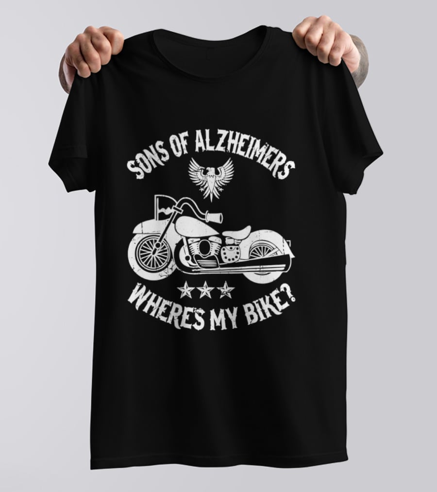 Sons Of Alzheimers Where's My Bike Classic Motorbike Eagle Stars T-Shirt