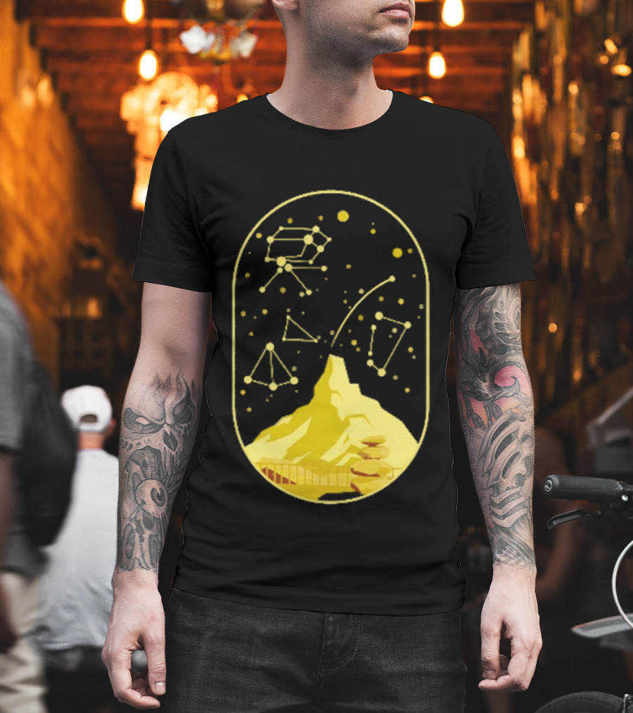 Cairn Minimalist Mountain Constellation Starry Sky T-Shirt