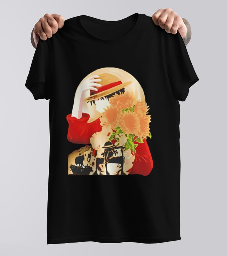 Monkey D. Luffy Red Outfit Straw Hat Sunflower Pirate Adventure T-Shirt