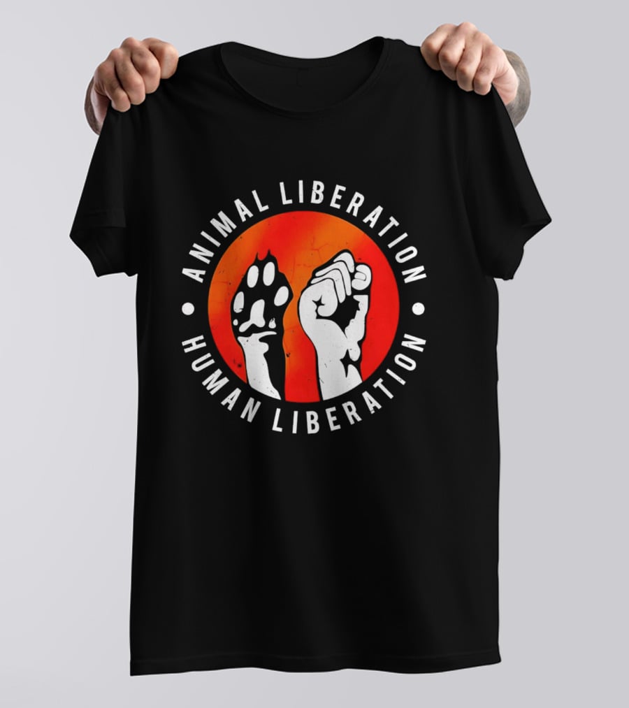 Animal Liberation Human Liberation Paw And Hand Raise T-Shirt