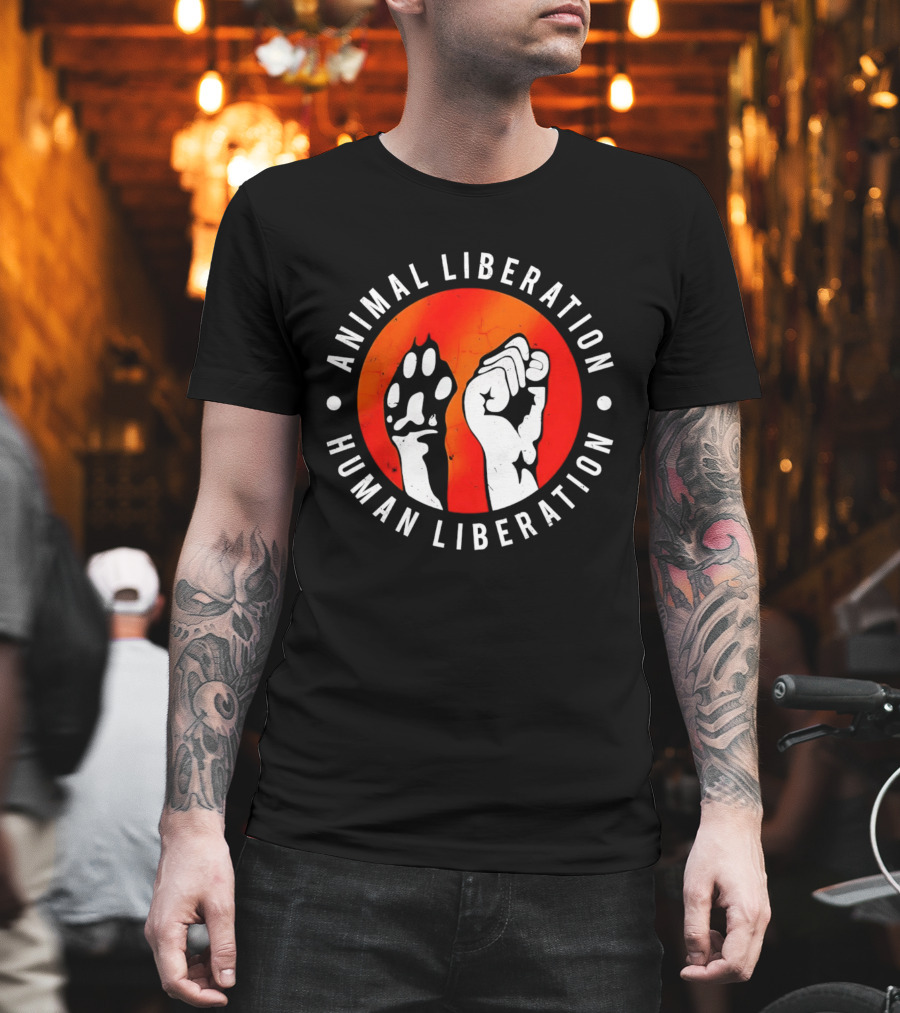 Animal Liberation Human Liberation Paw And Hand Raise T-Shirt