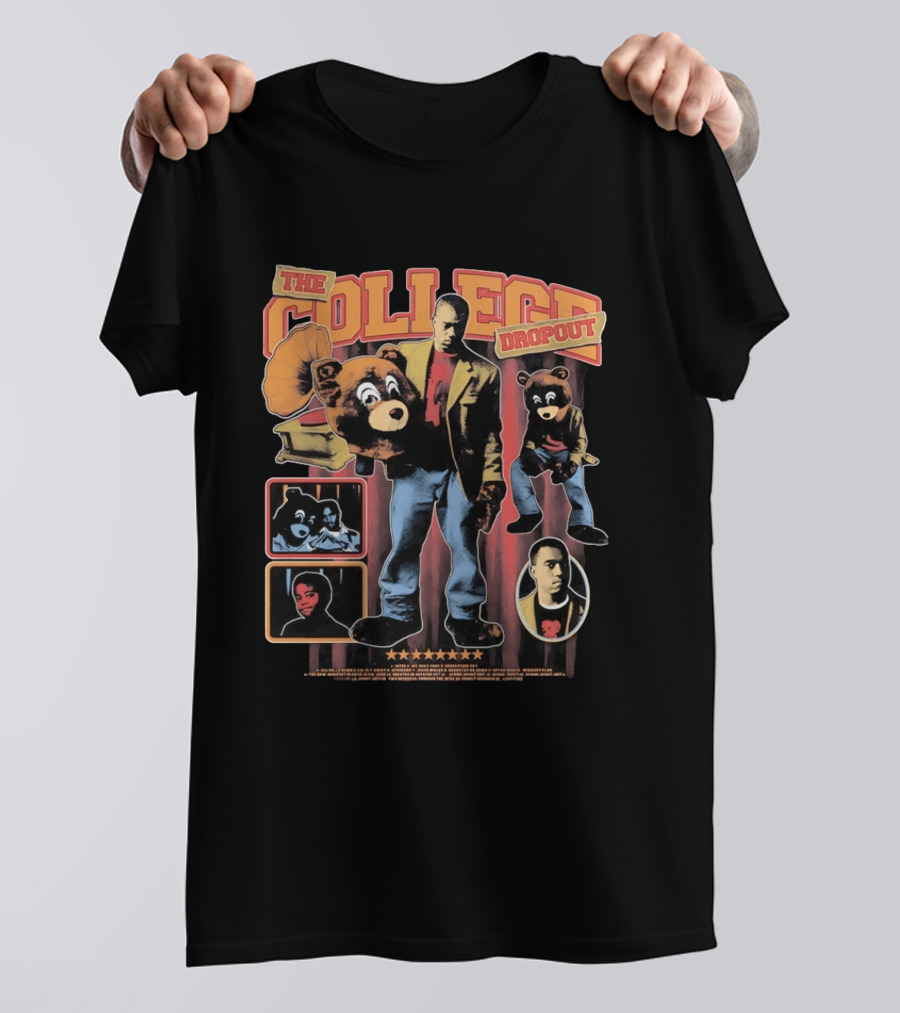 The College Dropout Kanye Bear Trompe L'oeil Retro Style Album T-Shirt