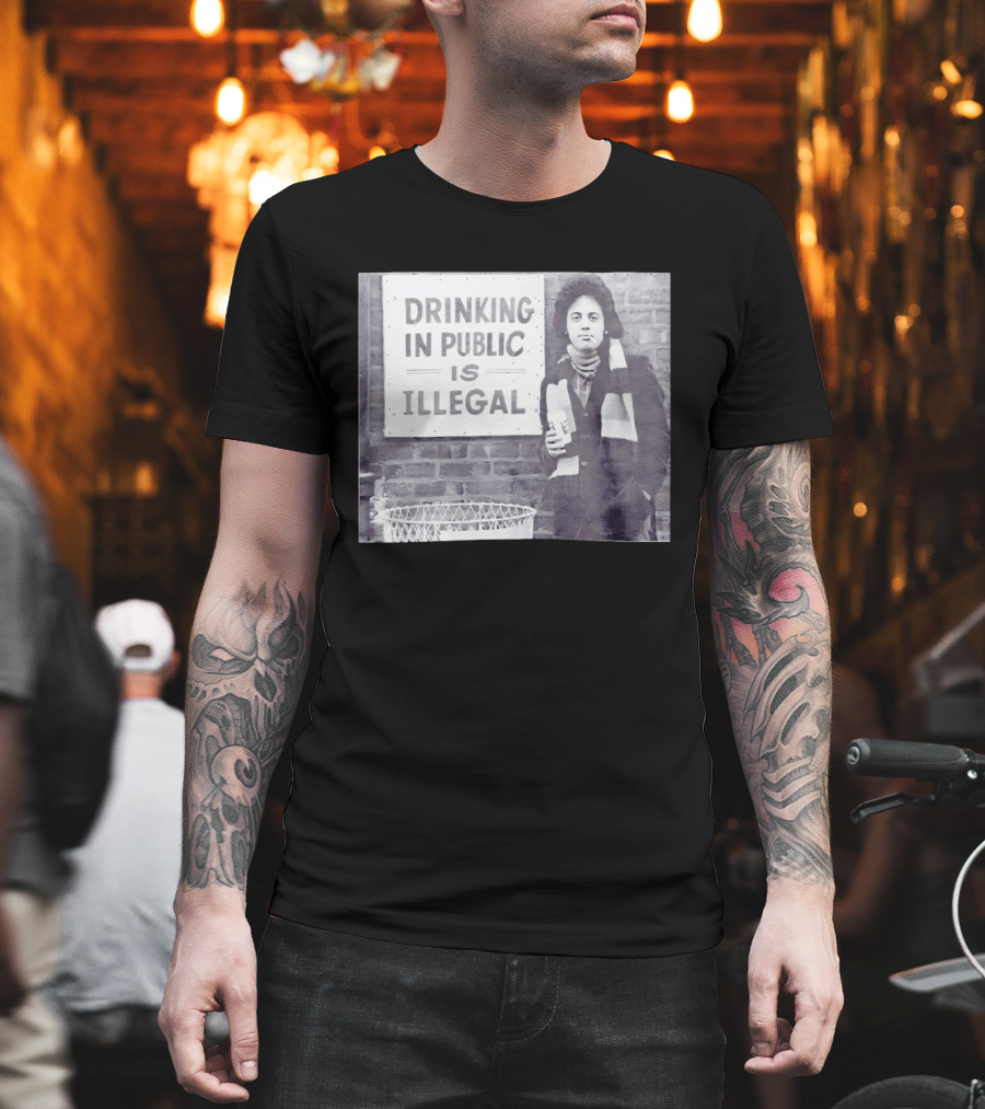 Rare Billy Joel Drinking In Public Is Illegal Vintage Photo T-Shirt