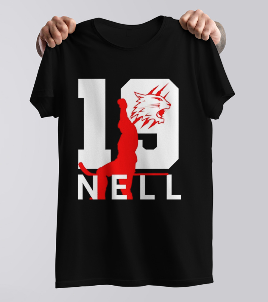 NELL 19 Wildcat Silhouette With Red Figure T-Shirt