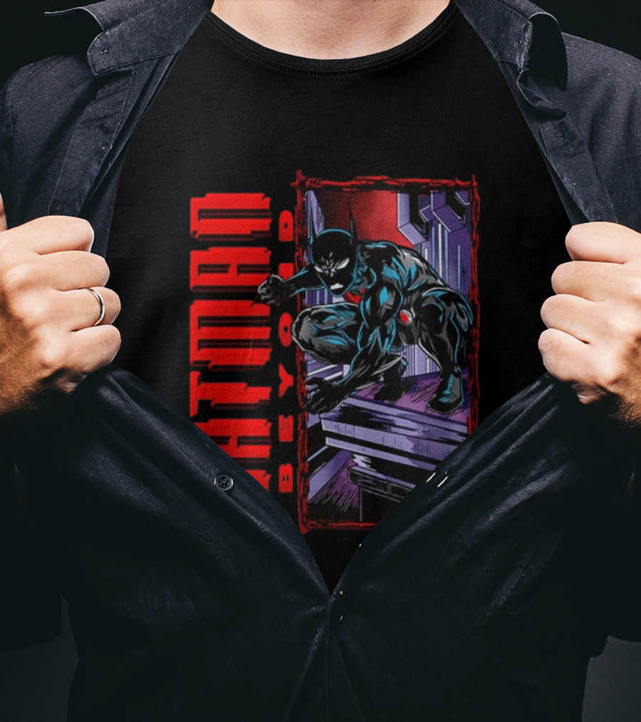 Batman Beyond Combat Readiness Stance Dynamic Gotham City Scene T-Shirt