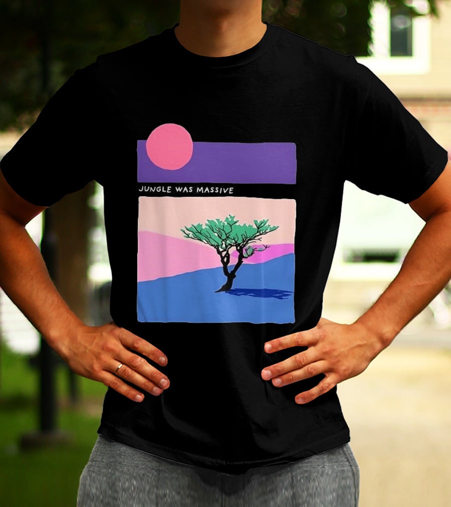 Jungle Was Massive Tree Vintage Sunset Aesthetic Nature Scene T-Shirt