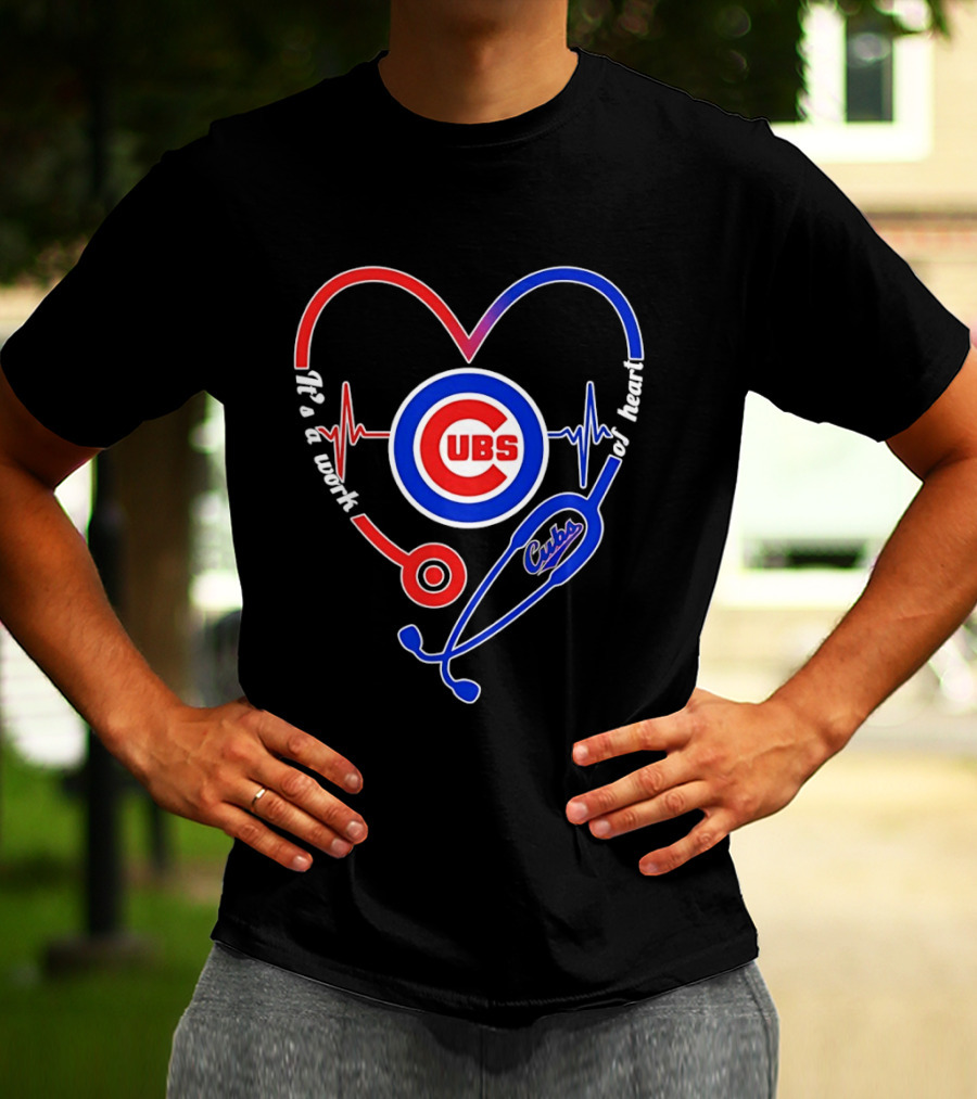 Chicago Cubs Heartbeat Stethoscope Work Of Heart T-Shirt