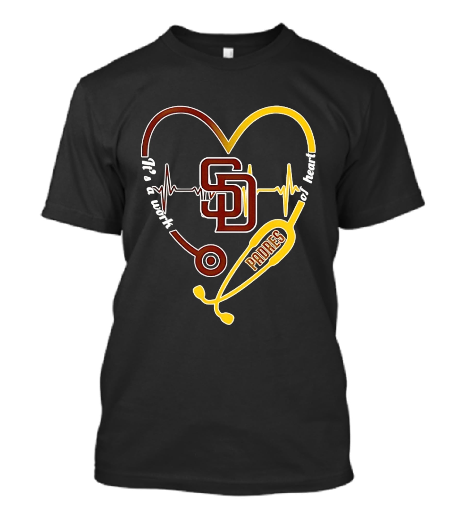 San Diego Padres Heart Soul Stethoscope Work Of Heartbeat T-Shirt