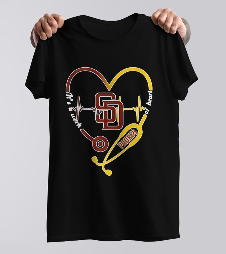 San Diego Padres Heart Soul Stethoscope Work Of Heartbeat T-Shirt
