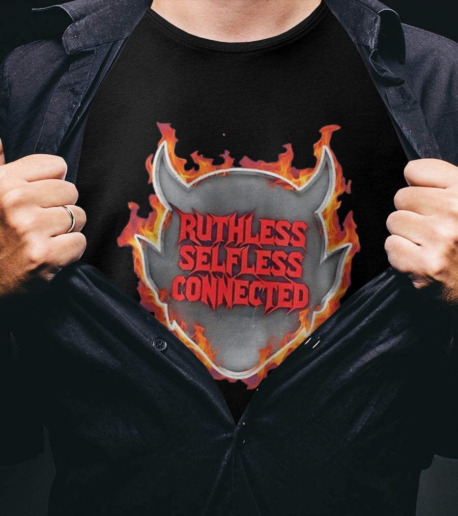 Ruthless Selfless Connected Demon Head Flames T-Shirt