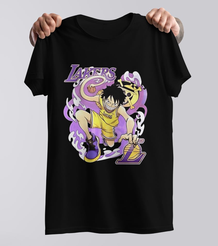Luffy Lakers One Piece Basketball Anime T-Shirt