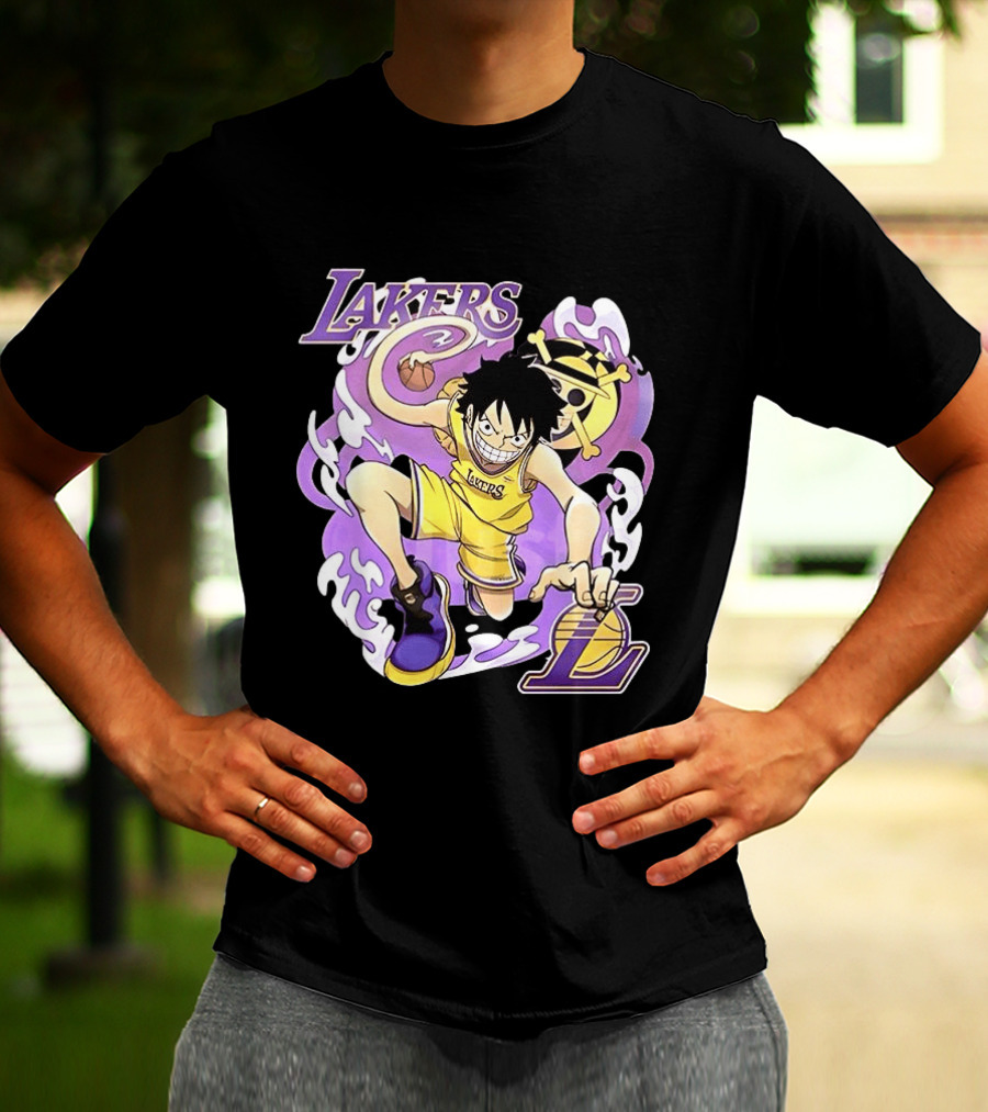 Luffy Lakers One Piece Basketball Anime T-Shirt