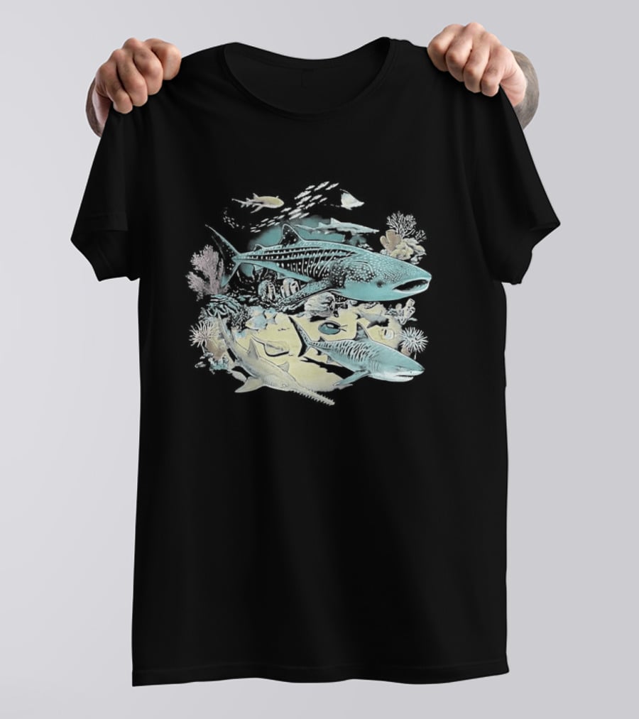 90s Sea Creatures Whale Shark Dolphin Vintage Style Aquatic Life T-Shirt