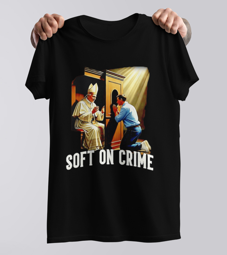 Soft On Crime Confessional Reflection With Penitent And Clergyman T-Shirt