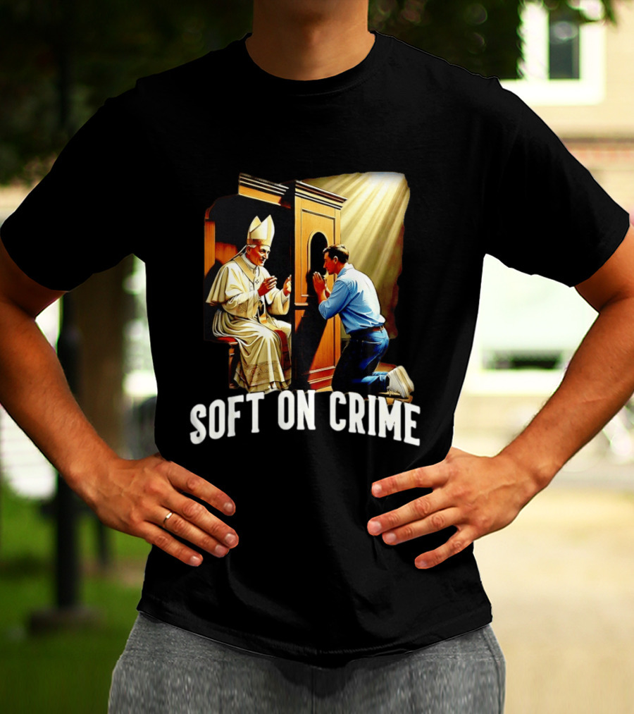 Soft On Crime Confessional Reflection With Penitent And Clergyman T-Shirt