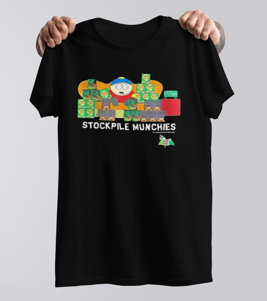 South Park Cartman Stockpile Munchies Cheesy Poofs 1159pm Cakes T-Shirt