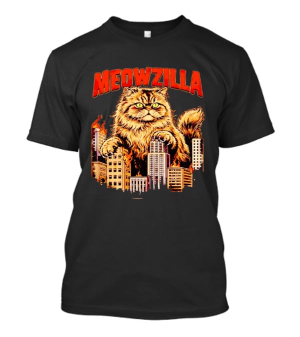 Meowzilla Giant Cat Rampage Over Burning City Skyline T-Shirt