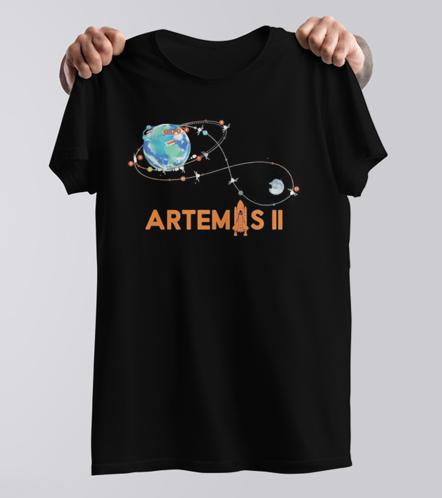 Artemis II Mission Schedule Earth To Moon Trajectory T-Shirt