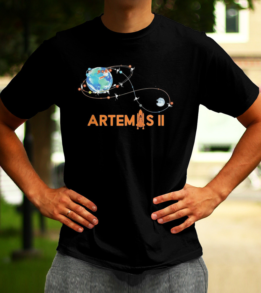 Artemis II Mission Schedule Earth To Moon Trajectory T-Shirt