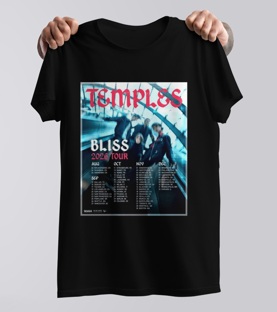 Temple Bliss 2026 Tour Dates August To December T-Shirt