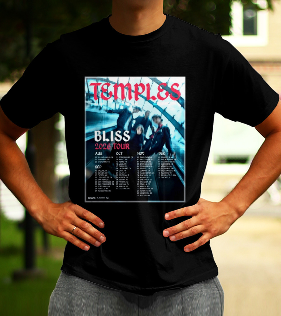 Temple Bliss 2026 Tour Dates August To December T-Shirt