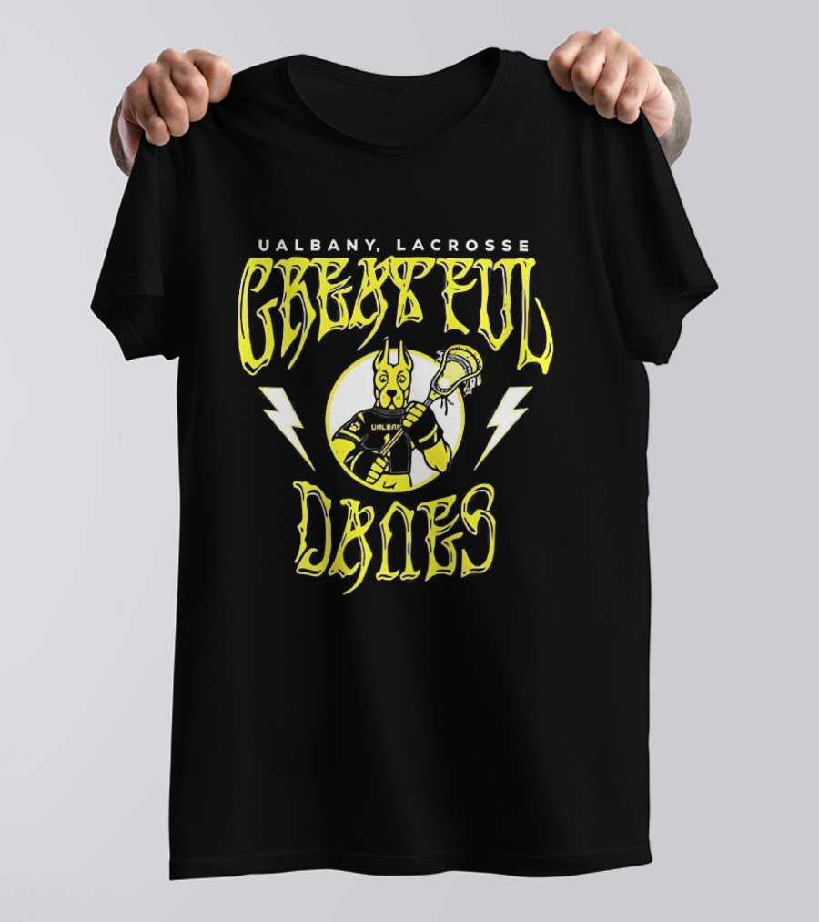 Ualbany Lacrosse Grateful Danes Lightning Bolt Lacrosse Player T-Shirt