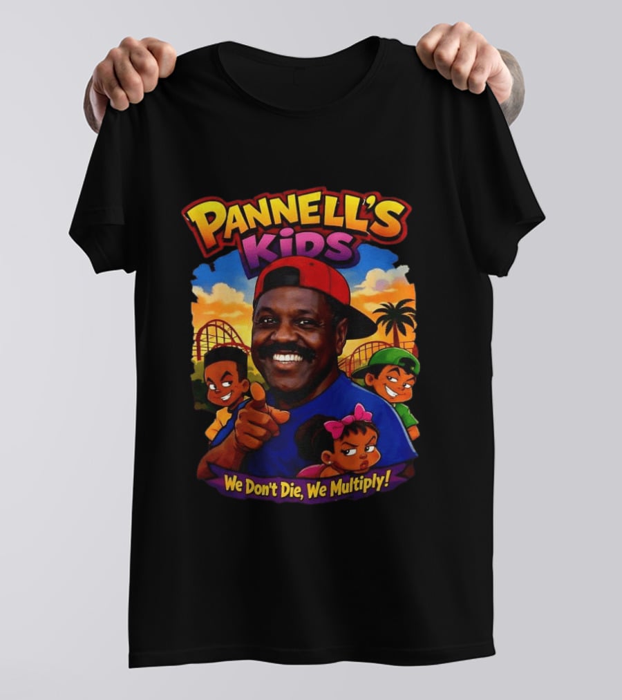 Pannell's Kids We Don't Die We Multiply Theme With Cartoon Characters And Amusement Park T-Shirt