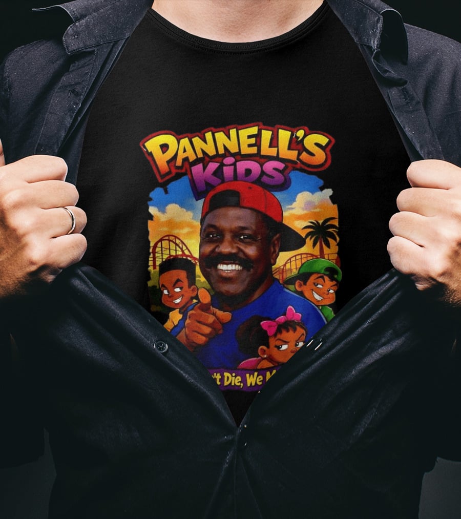 Pannell's Kids We Don't Die We Multiply Theme With Cartoon Characters And Amusement Park T-Shirt