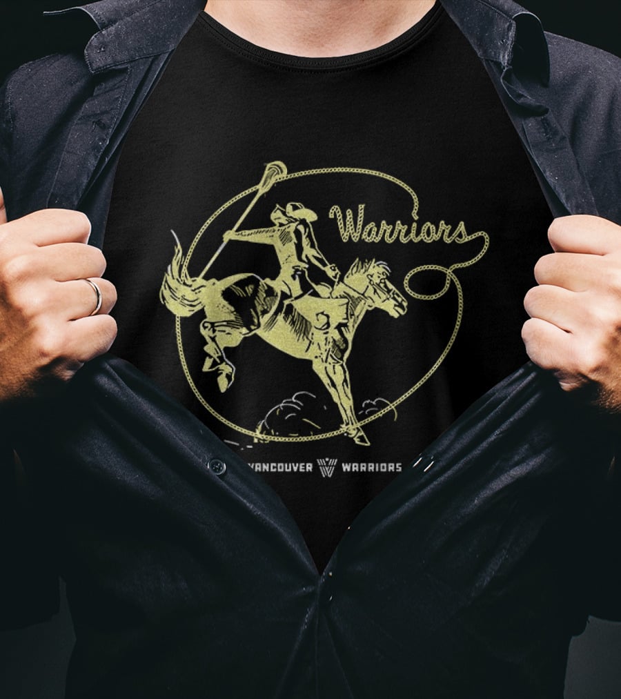 Warriors Lacrosse Cowboy Riding Horse Vancouver Warriors National Lacrosse League T-Shirt