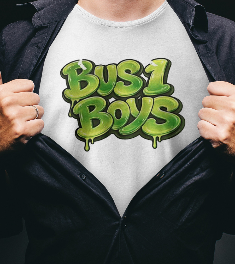Bus 1 Boys Dripping Green Graffiti T-Shirt