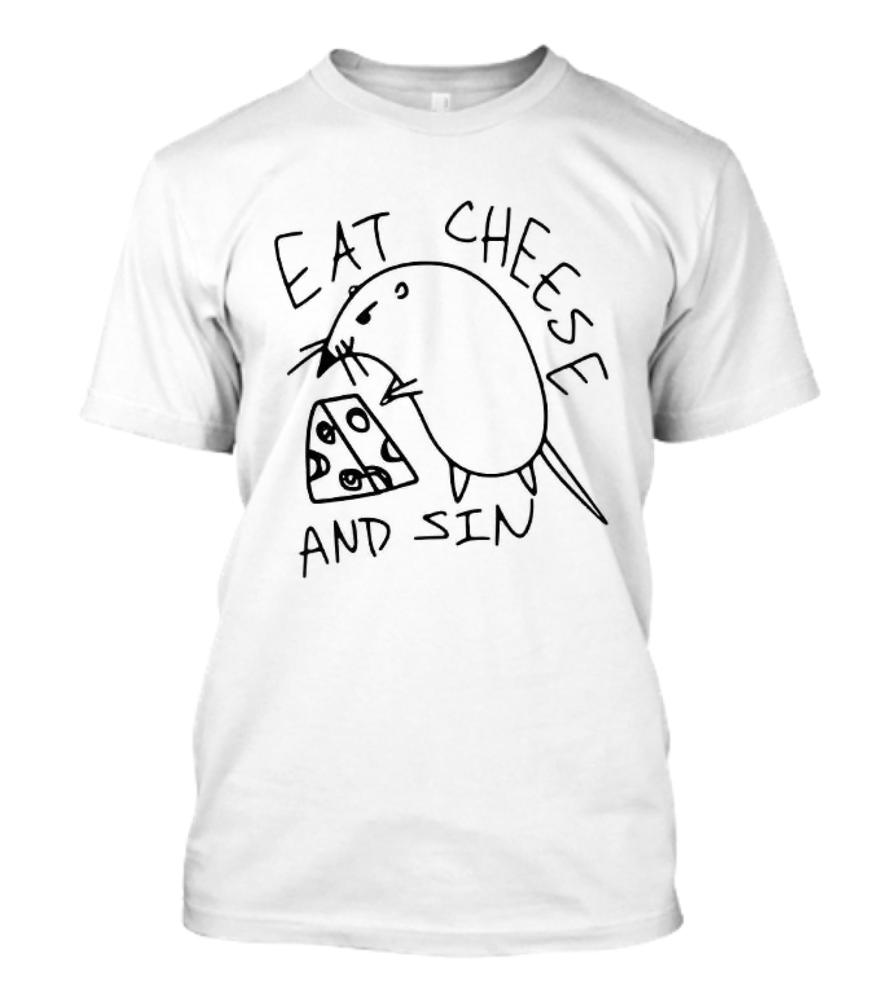 Eat Cheese And Sin Rat Sketch With Cheese Slice T-Shirt