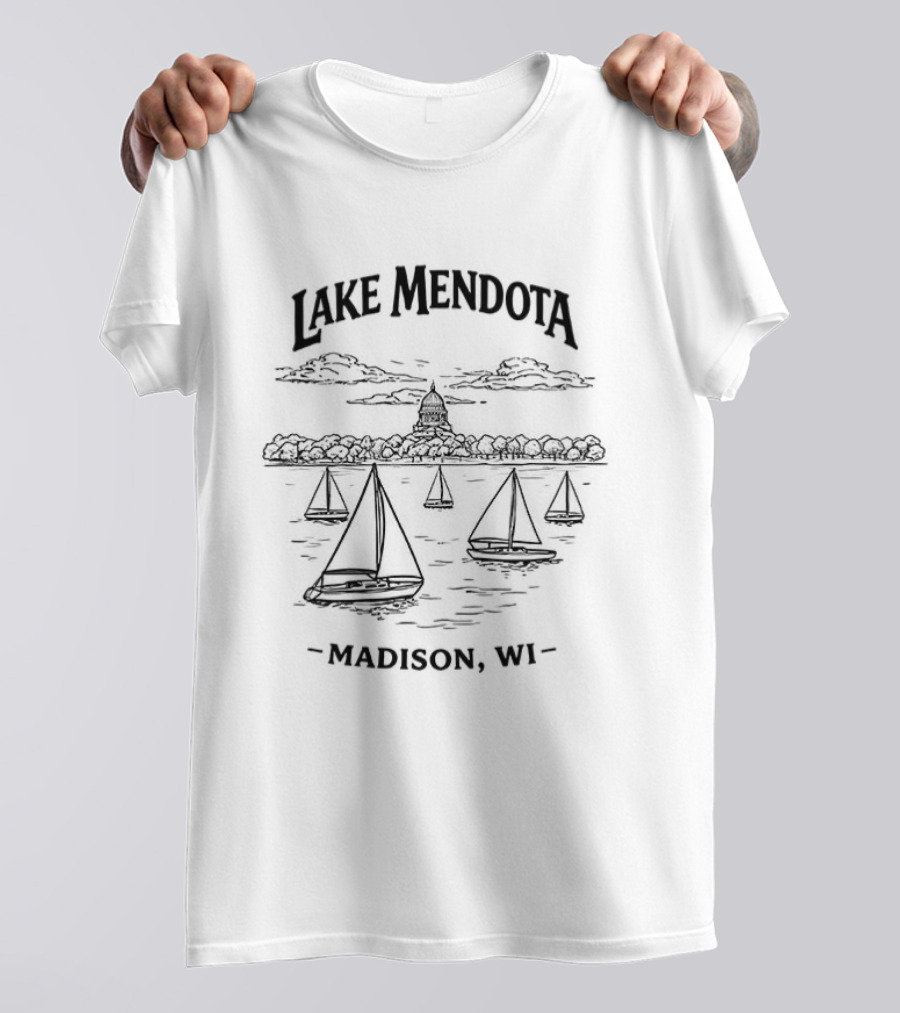 Lake Mendota Madison WI Sailboat Scene T-Shirt