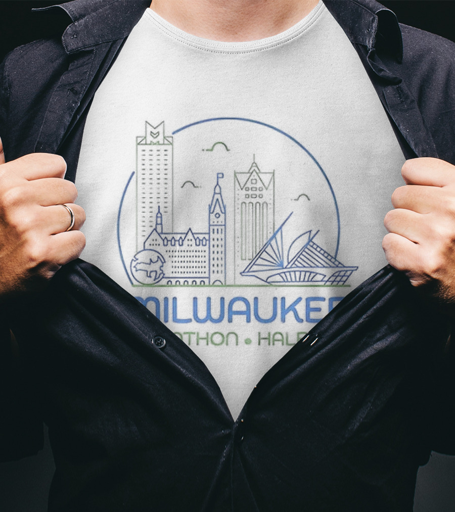 Milwaukee Marathon Half 5K Skyline Race Event T-Shirt