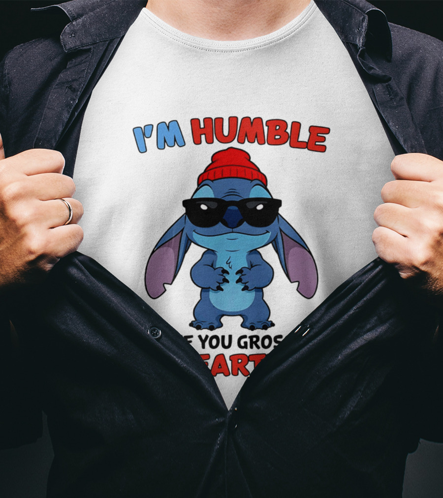 I'm Humble But If You Gross Me I'm Heartless Stitch Sunglasses Red Beanie T-Shirt
