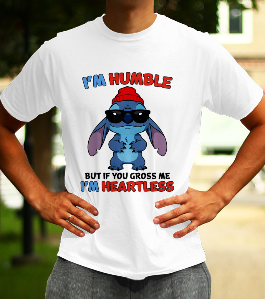I'm Humble But If You Gross Me I'm Heartless Stitch Sunglasses Red Beanie T-Shirt