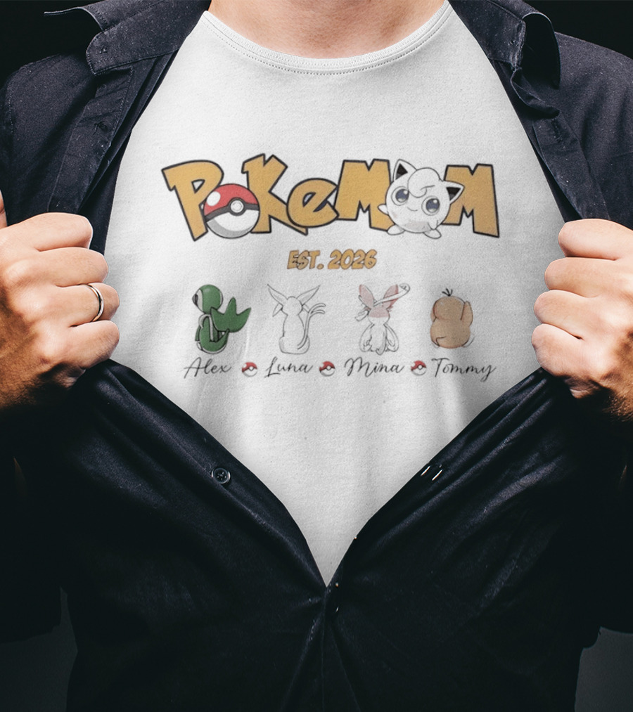 Pokémon PokeMom Est 2026 Alex Luna Mina Tommy T-Shirt