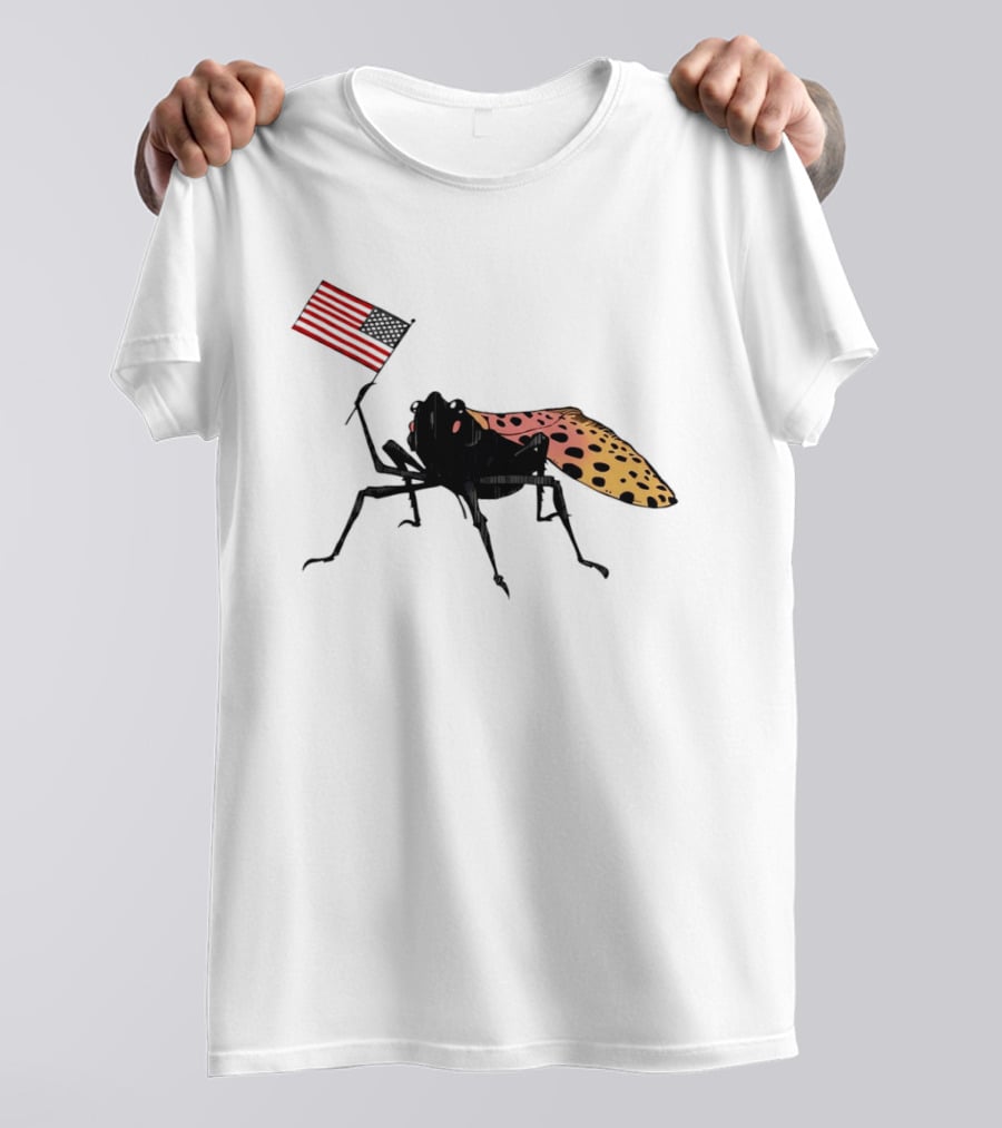Spotted Lanternfly Holding USA Flag T-Shirt