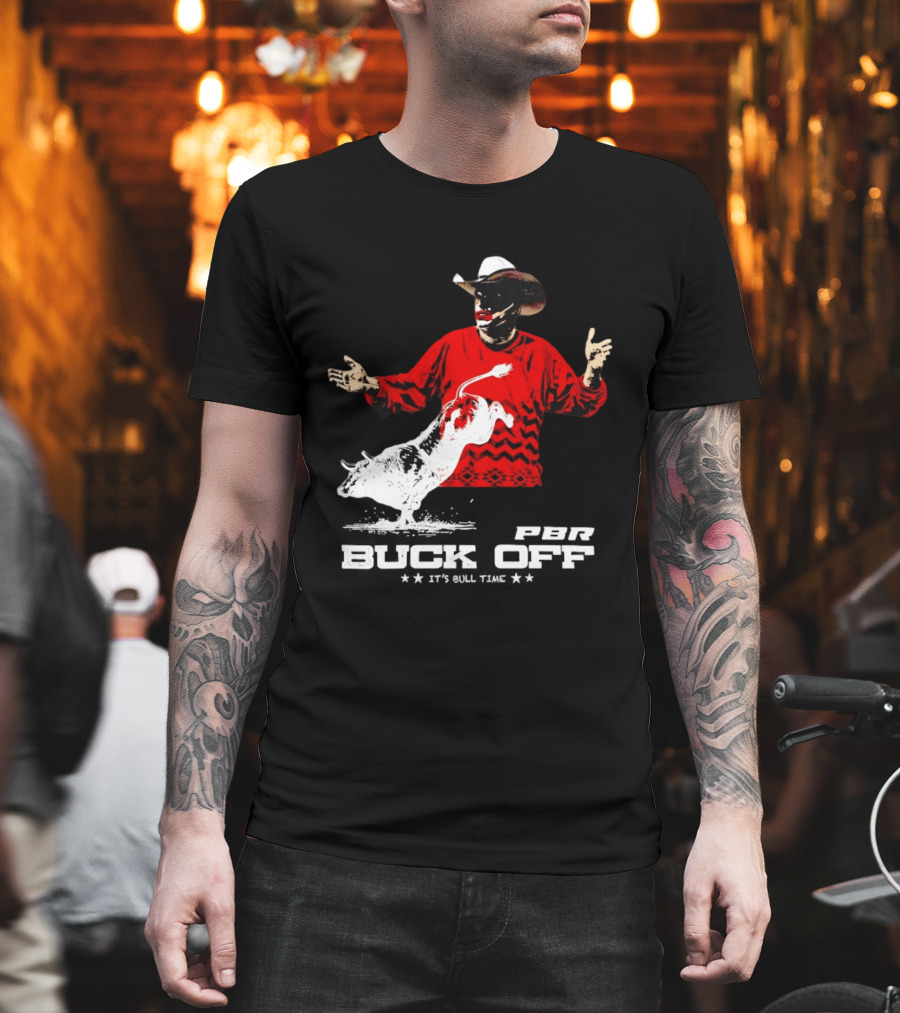 PBR Flint Buck Off It's Bull Time Cowboy Hat Bull Rider Red Sweater T-Shirt