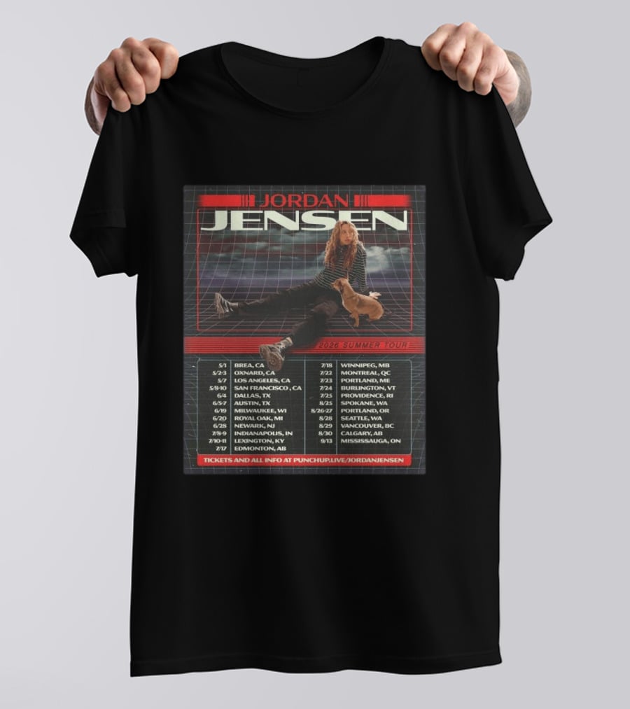 Jordan Jensen 2026 Summer Tour With Tour Dates And Locations T-Shirt