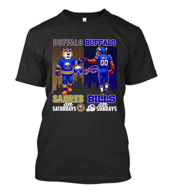 Buffalo Sabres Saturdays And Buffalo Bills Sundays City Skyline T-Shirt