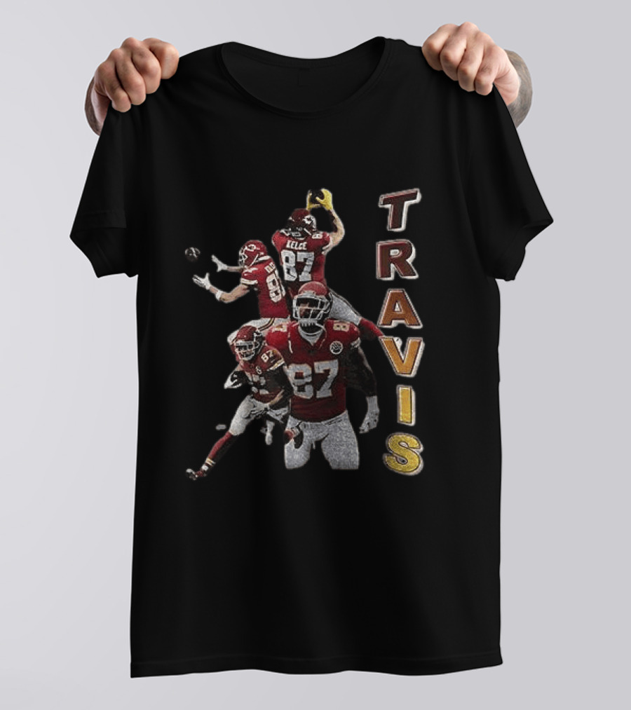 Kansas City Chiefs Travis Kelce Football Number 87 Gaming Action T-Shirt