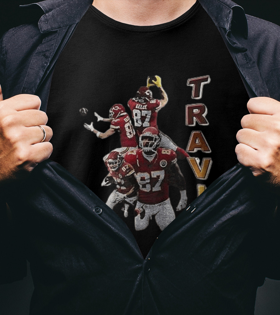 Kansas City Chiefs Travis Kelce Football Number 87 Gaming Action T-Shirt