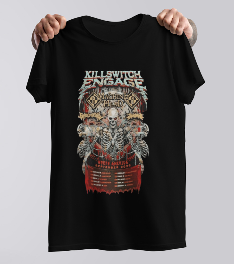 KILLSWITCH ENGAGE Machine Head North America Tour September 2026 Skeleton T-Shirt