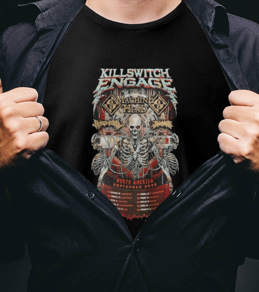KILLSWITCH ENGAGE Machine Head North America Tour September 2026 Skeleton T-Shirt